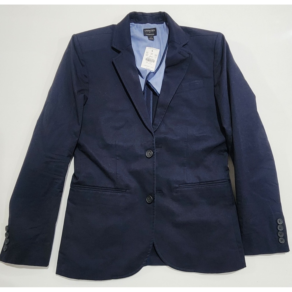 $148 J. Crew Boy's Crewcuts Thompson Navy Blue 2 Button Cotton Blazer Size 14